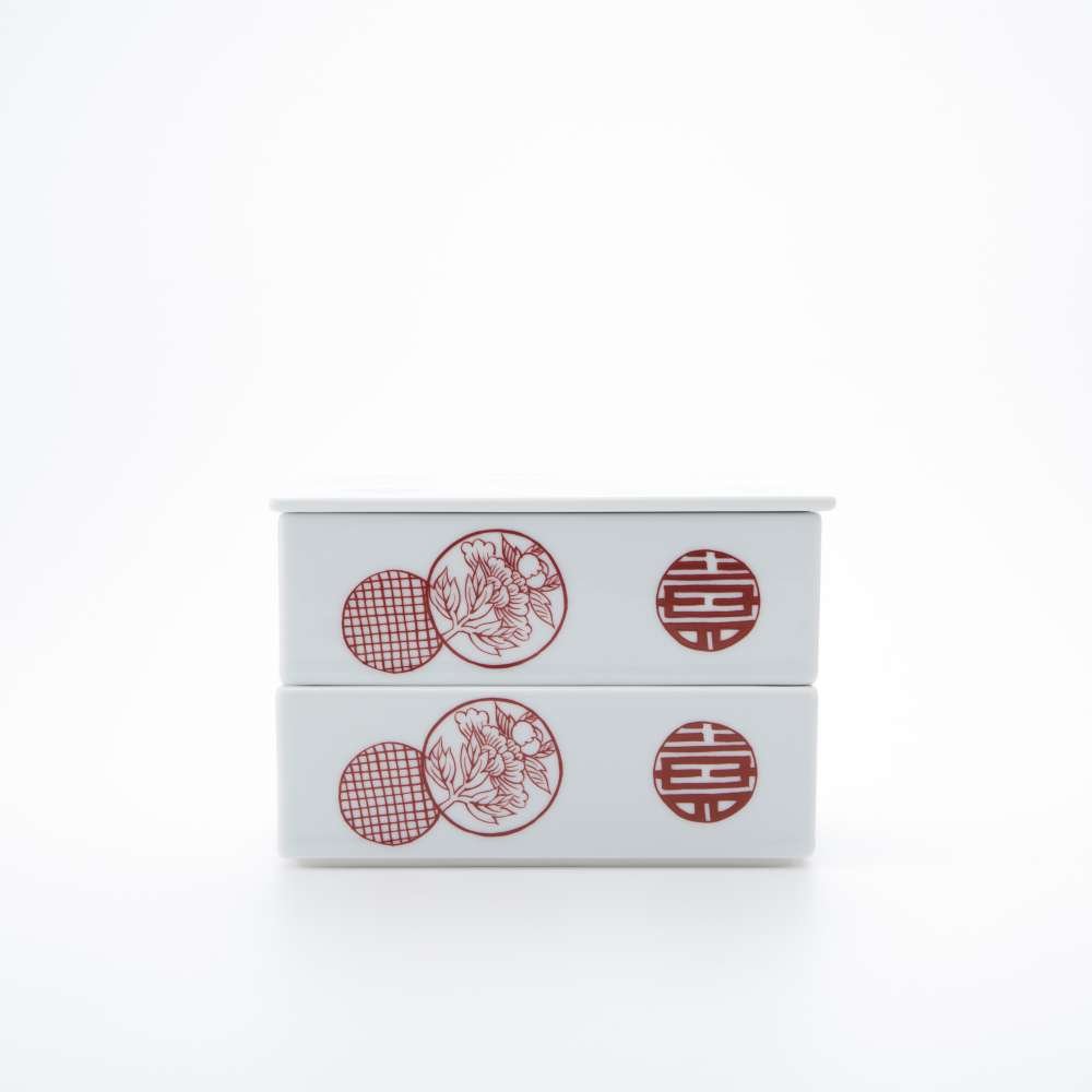 Amazon | ARITA PORCELAIN LAB 二段重 150×150×100mm ゴールド 丸紋散