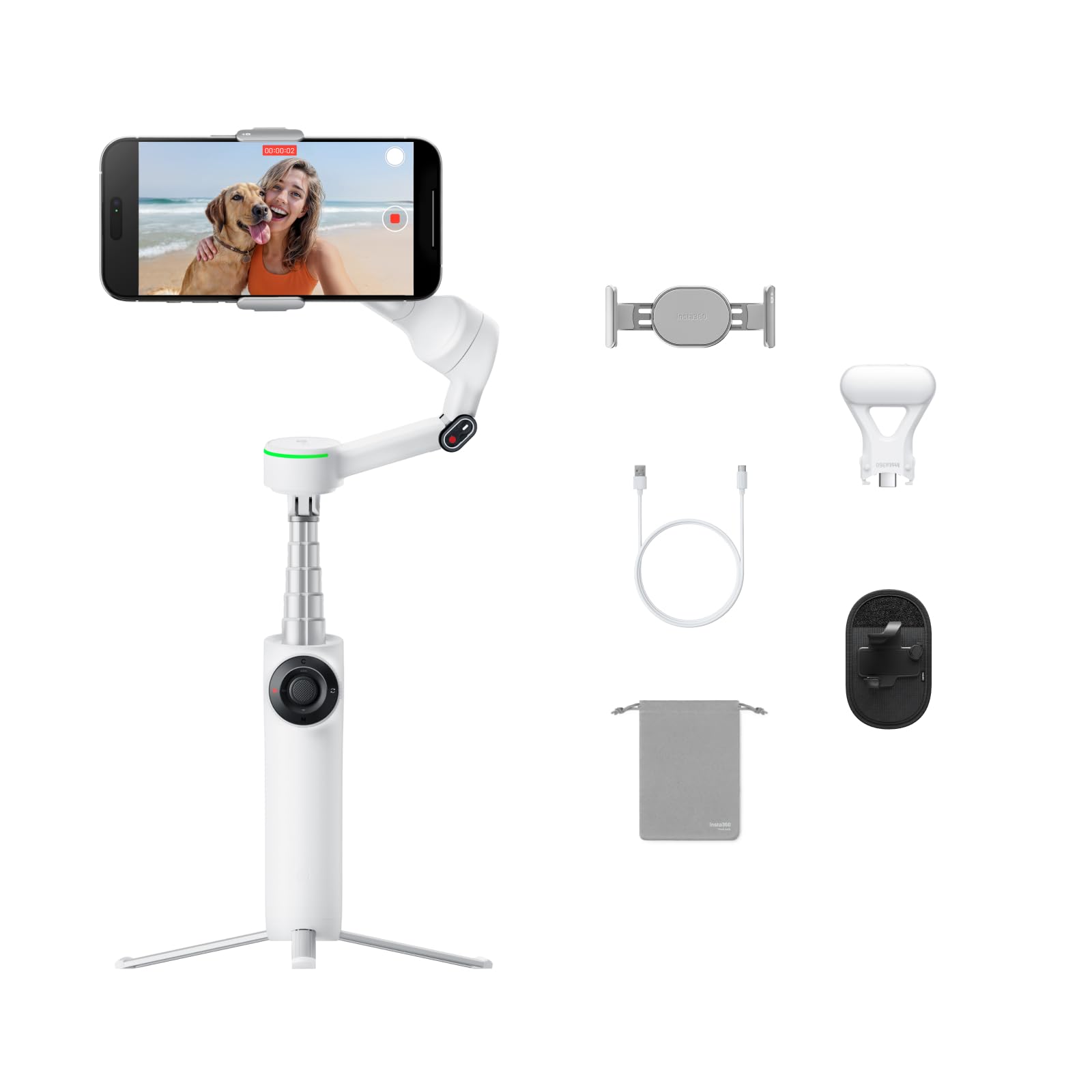 Amazon.com: Insta360 Flow 2 Pro Vlog Bundle White - Foldable AI