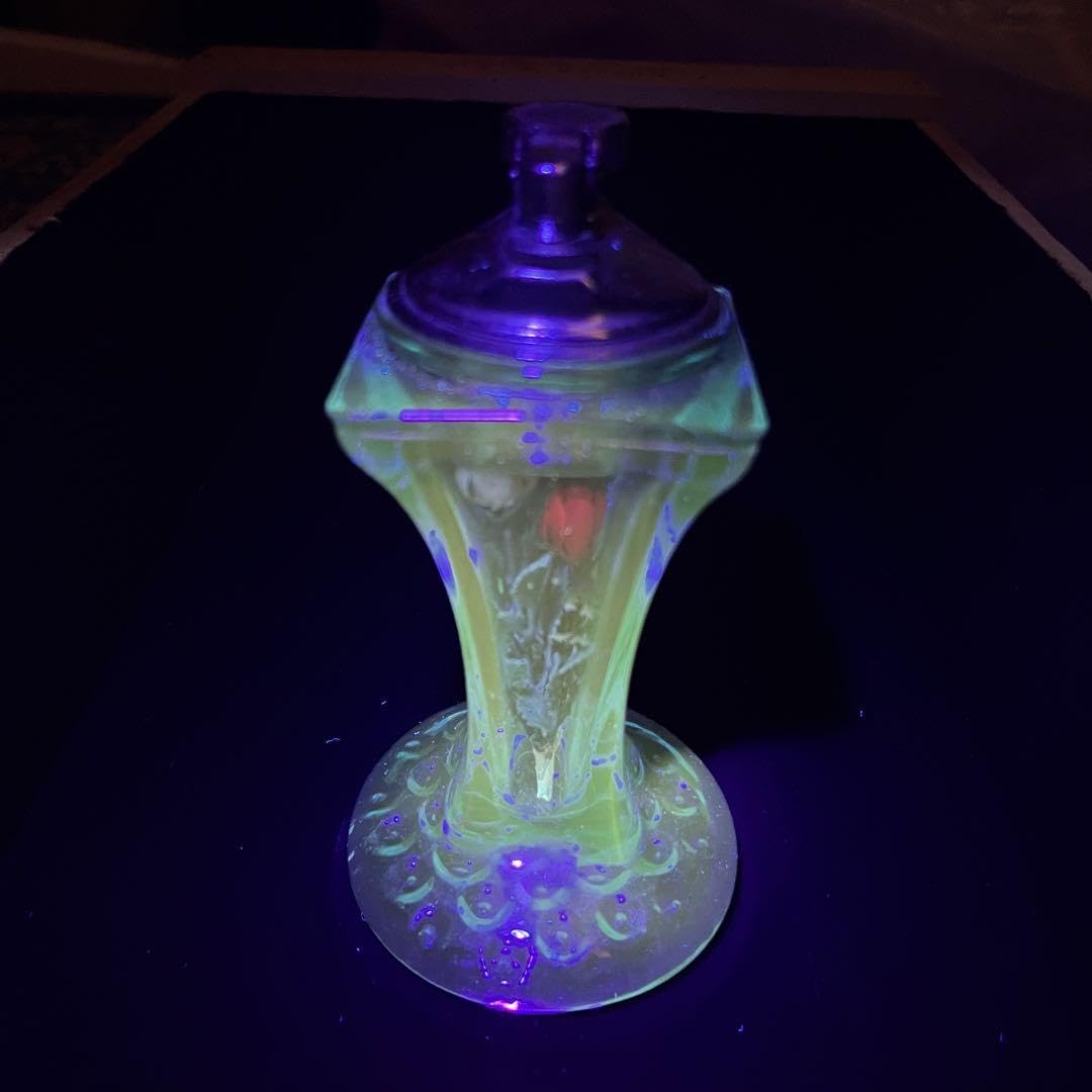 ウランガラス ライター 置物 アンティーク 大正ロマン 昭和レトロ ガラス