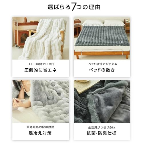 DONAMI - 電気毛布 掛け敷き XB518 ブラック シングル 130×190cm の