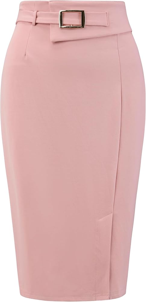 Hobemty Women's Pencil Skirt 2025 Knee Length High Waist Office