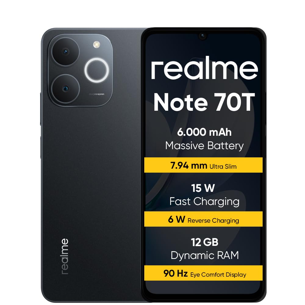 realme Note 70T Smartphone 4+256 GB, 6.000 mAh Akku, 15 W