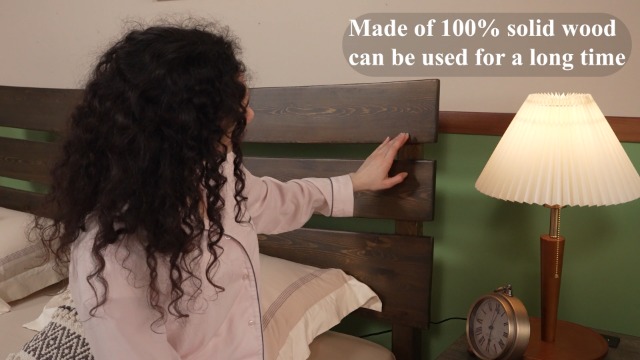 Amazon.com: LUXOAK 14 Inch Solid Wood Bed Frame with Headboard