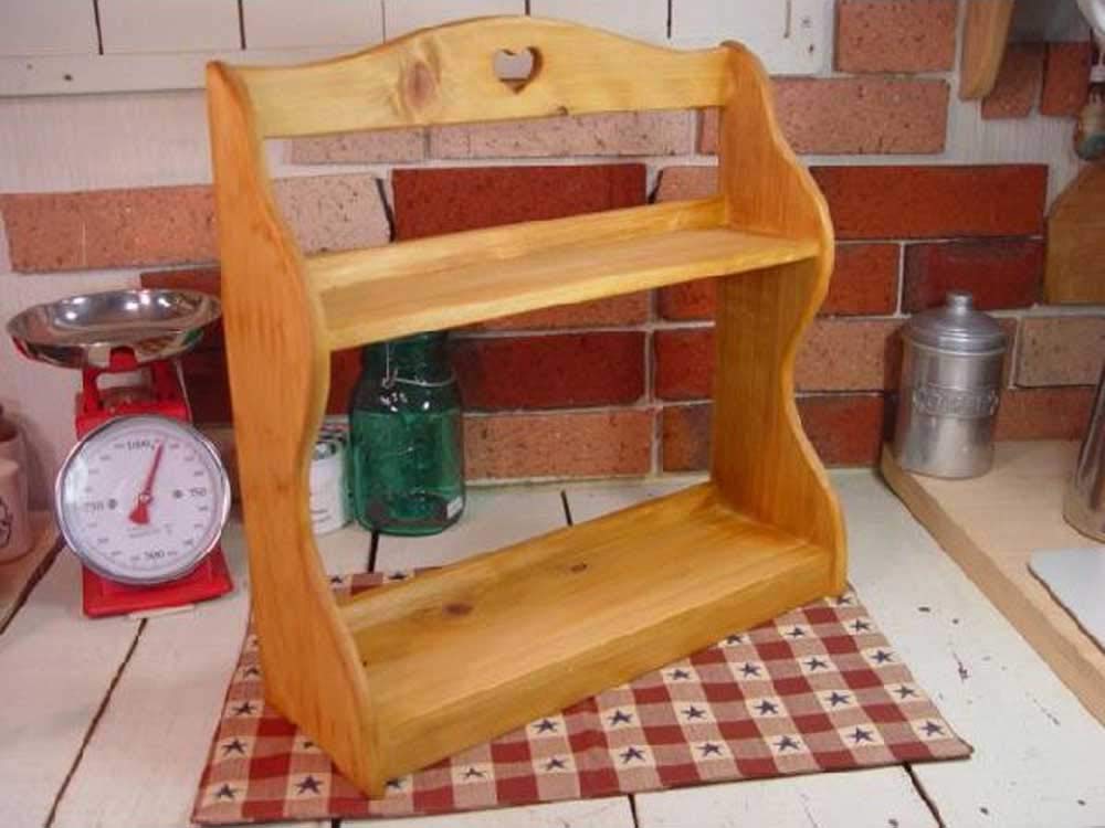 Amazon｜スパイスラック 木製ひのき アンティーク調家具 二段ラック