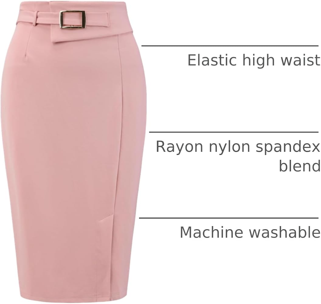 Hobemty Women's Pencil Skirt 2025 Knee Length High Waist Office