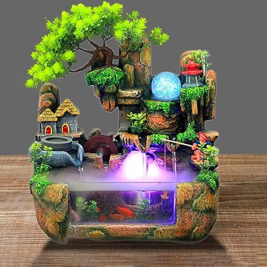 Amazon.co.jp: TAKEY卓上噴水 卓上噴水加湿器 デスクトップ噴水 ミニ滝