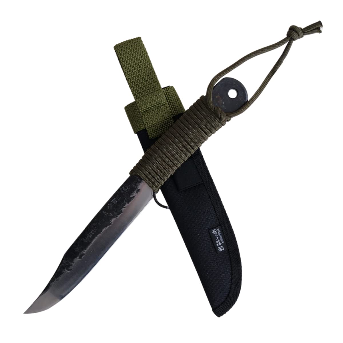 日本刀 残欠 ナイフ ① 樋溝 刀身 ケヤキ柄 キャンプ アウトドア 日本