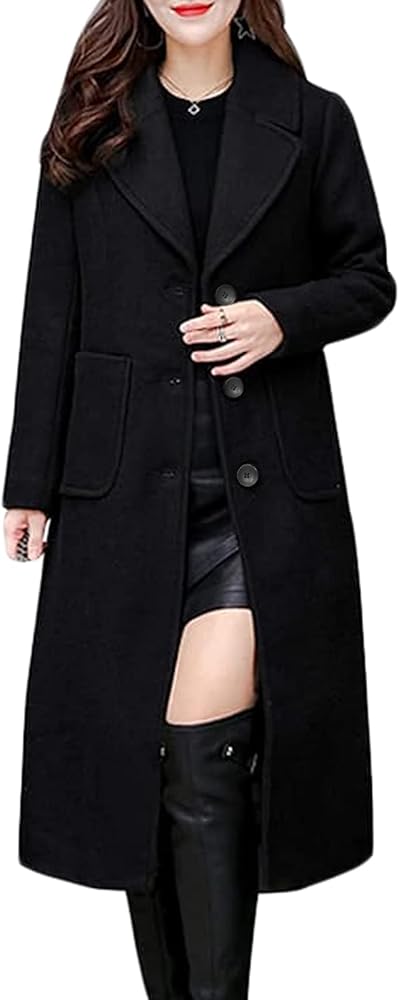 Amazon.com: Hacikis Womens Elegant Wool Blend Peacoat Notch Lapel
