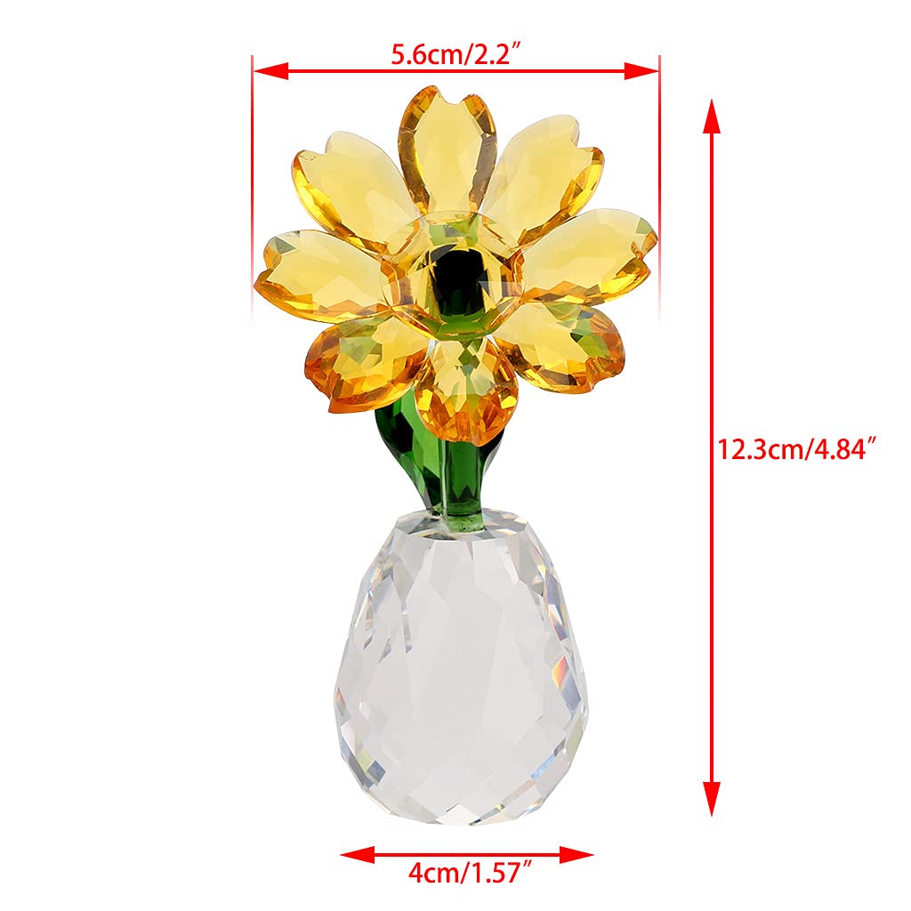 Amazon.co.jp: OwnMy クリスタル ひまわり ガラス 置物 オーナメント