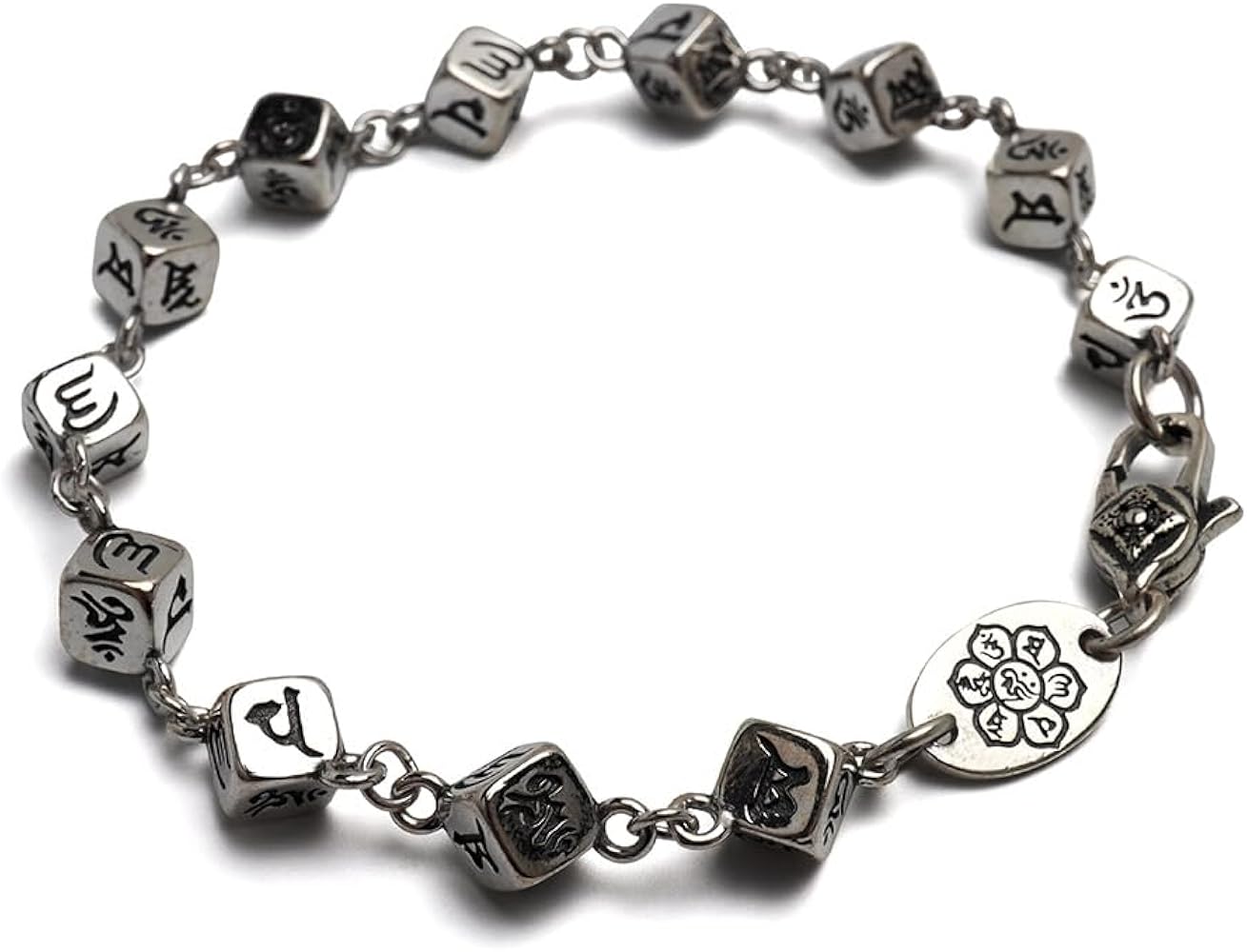 Amazon | [silver KYASYA]シルバー925 六字真言ブレスレット サイコロ