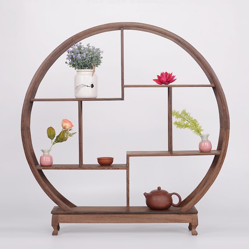 Amazon｜珍品棚 香炉台 瓶台 花台 盆栽台 木製 丸型 大 中国茶器