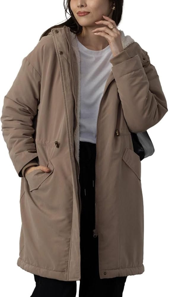 Amazon | [NAVY] ネイビー モッズコート レディース 撥水 軽量ボア 裏