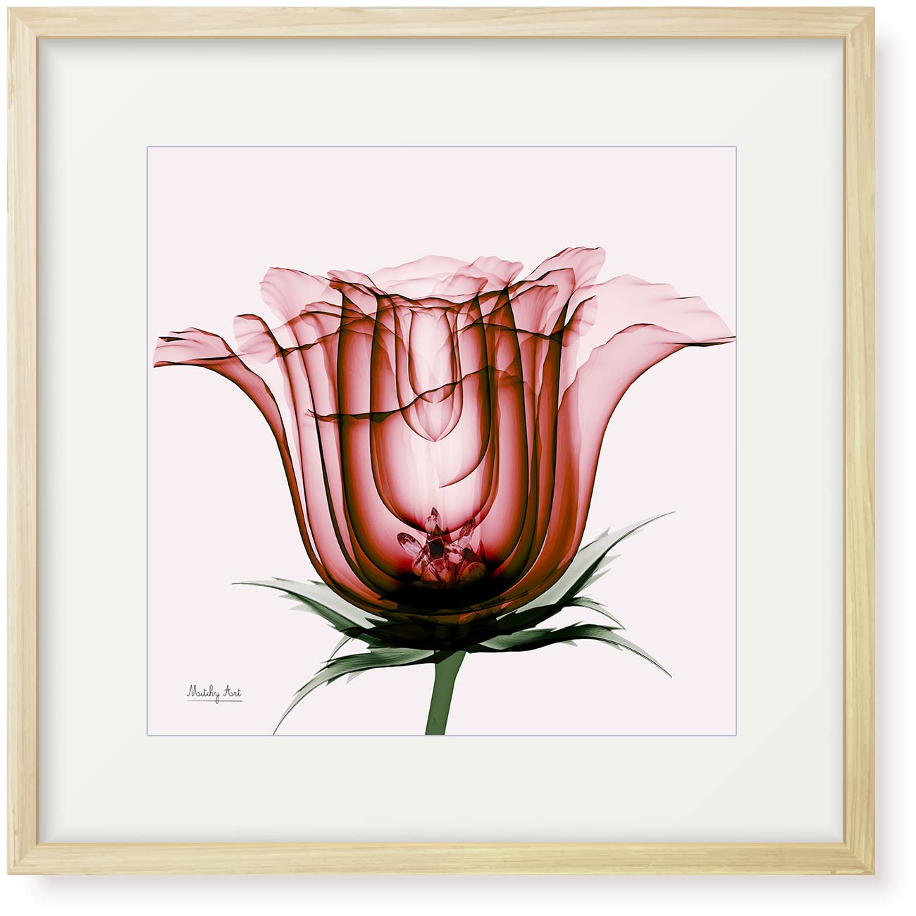 Amazon.co.jp: 絵画「赤いバラ」インテリア 絵 花 アートパネル 額入り