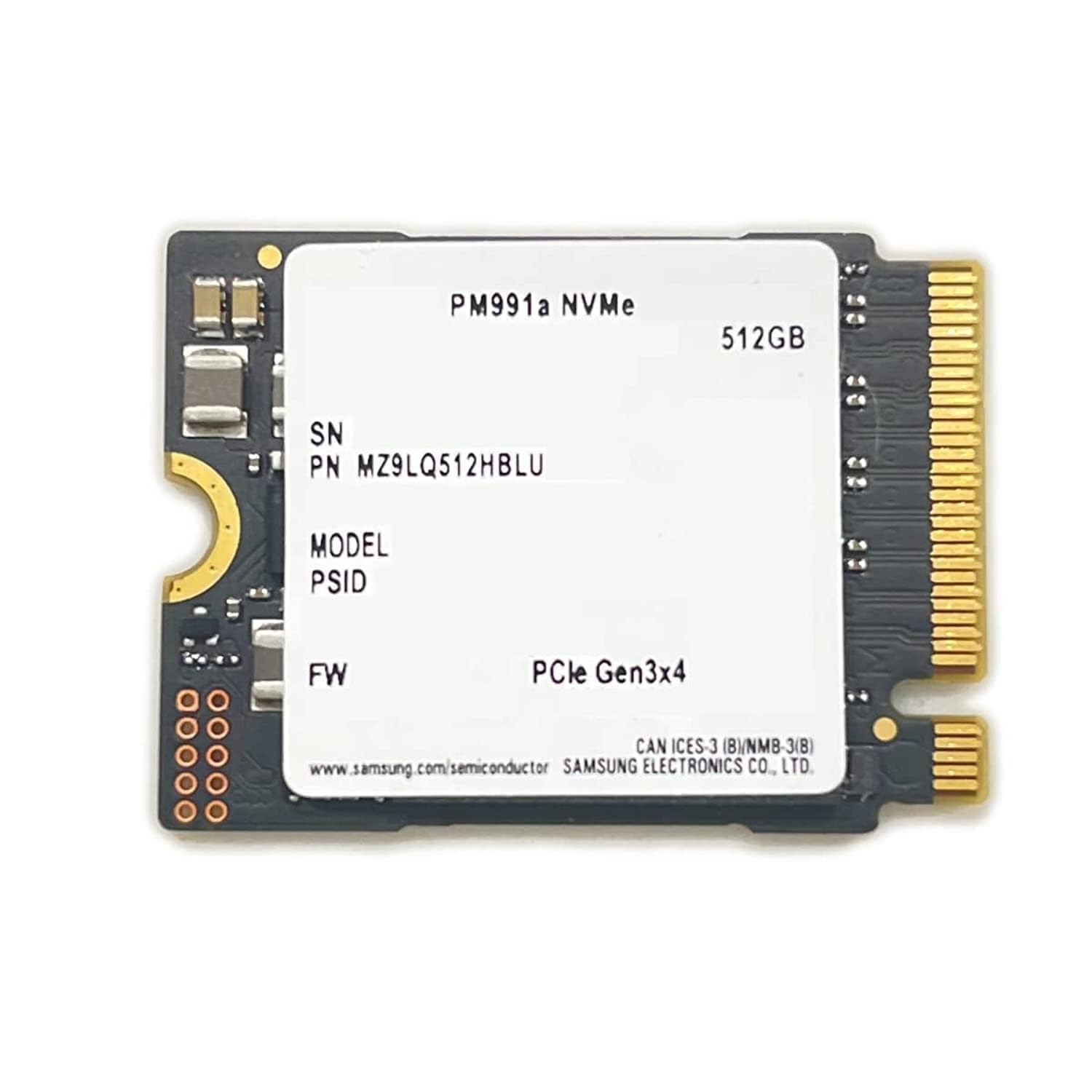 Samsung 512GB SSD M.2 2230 30mm PM991a NVMe PCIe Gen3 x4