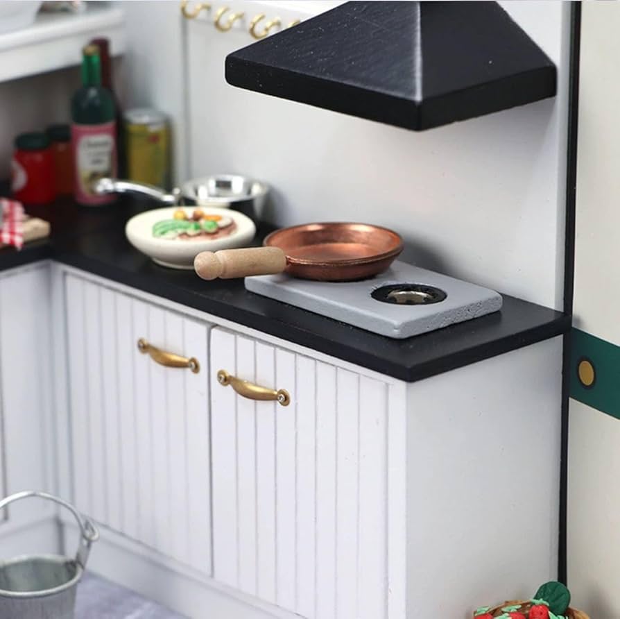 Amazon.co.jp: ドールハウス ミニチュア 家具 木製キッチンセット 食堂