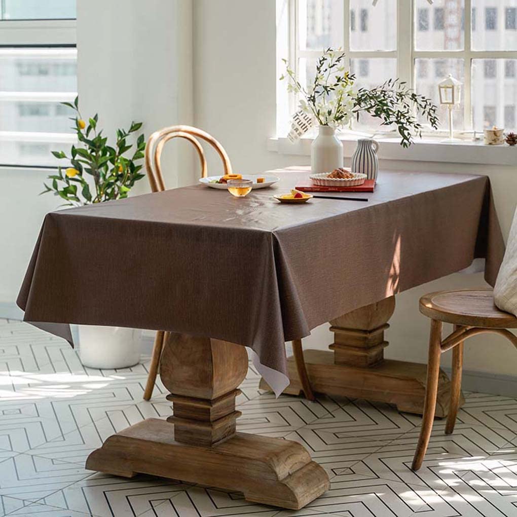 Amazon｜テーブルクロス ビニール ブラウン 無地 長方形 90x150