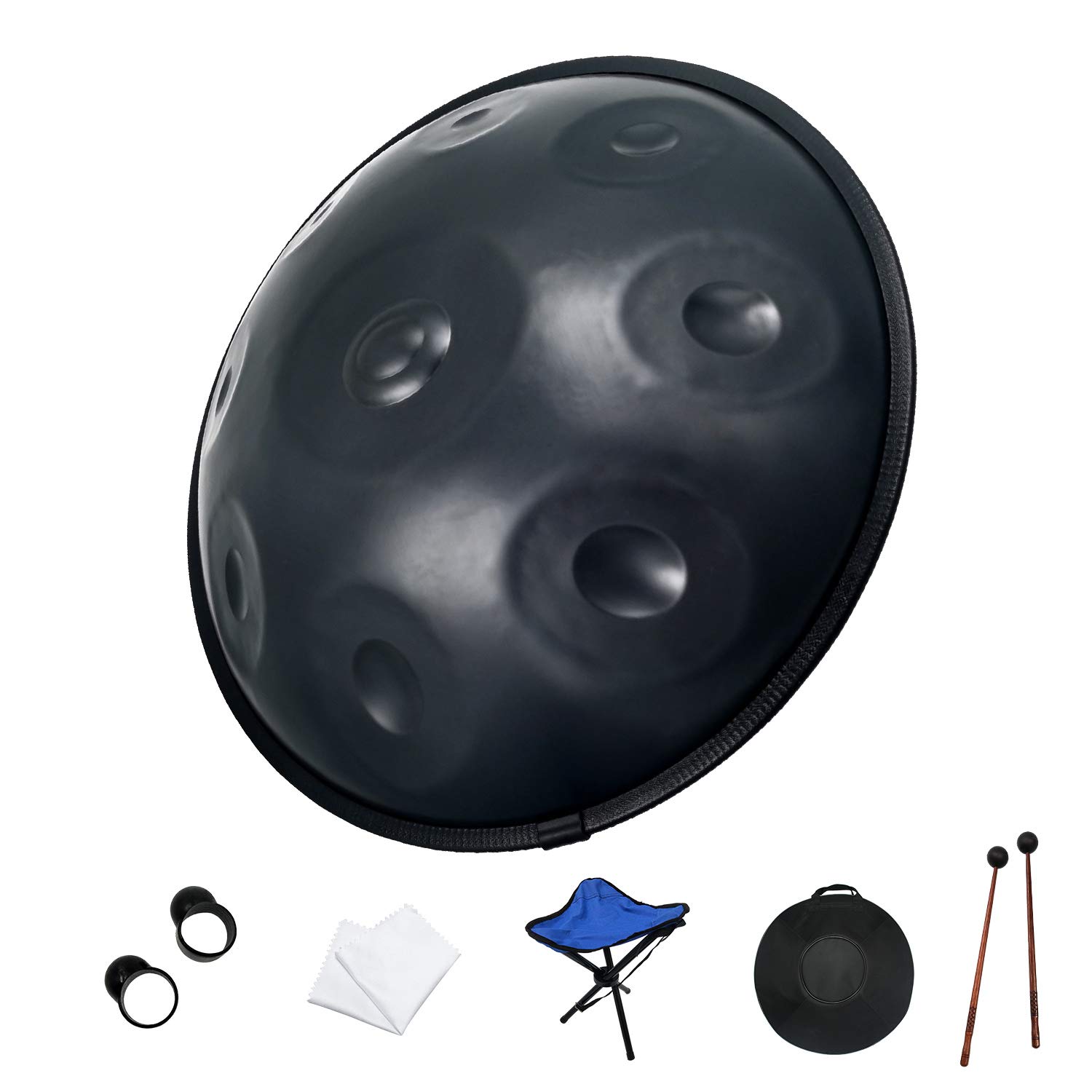 新品 ハンドパン 9音 Dマイナー スチール製 バッグ&スタンド付 55cm