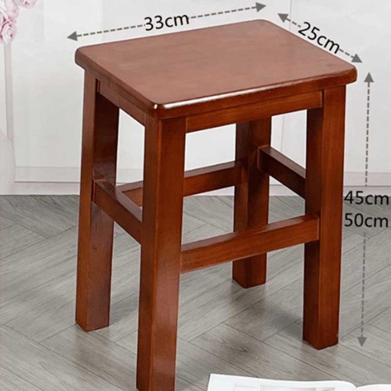 Amazon.co.jp: THLD 木製 スツール 円形 アンティーク調 横長 腰かけ