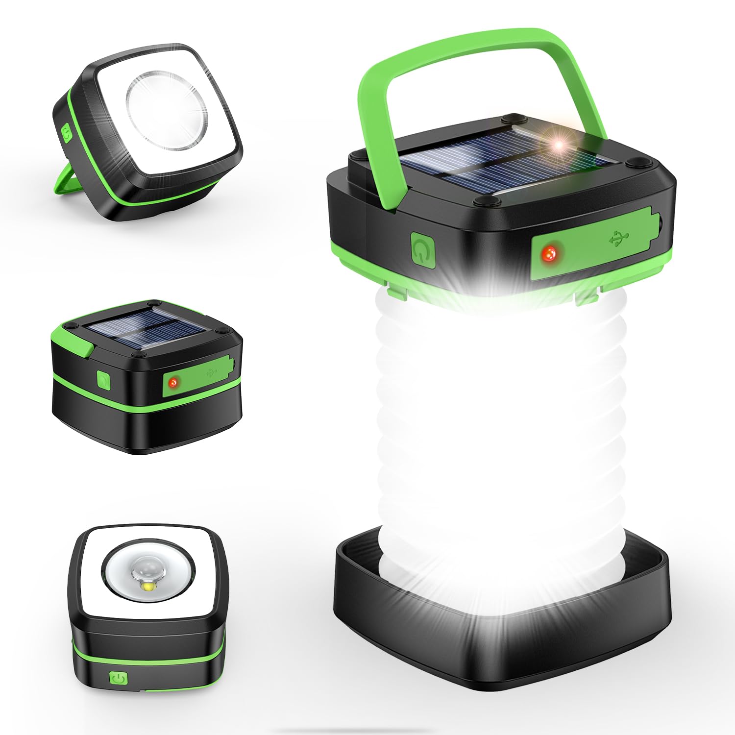 ソーラー充電式 3灯ハンディライト カーキ 2つセット ソーラー充電式 3