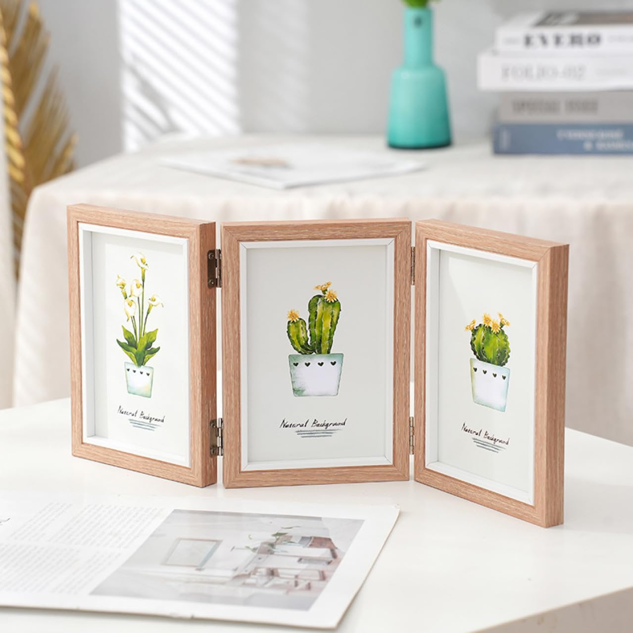 Amazon.co.jp: [LSDZW] フォトフレーム L判 多面 3枚 木製風 壁掛け