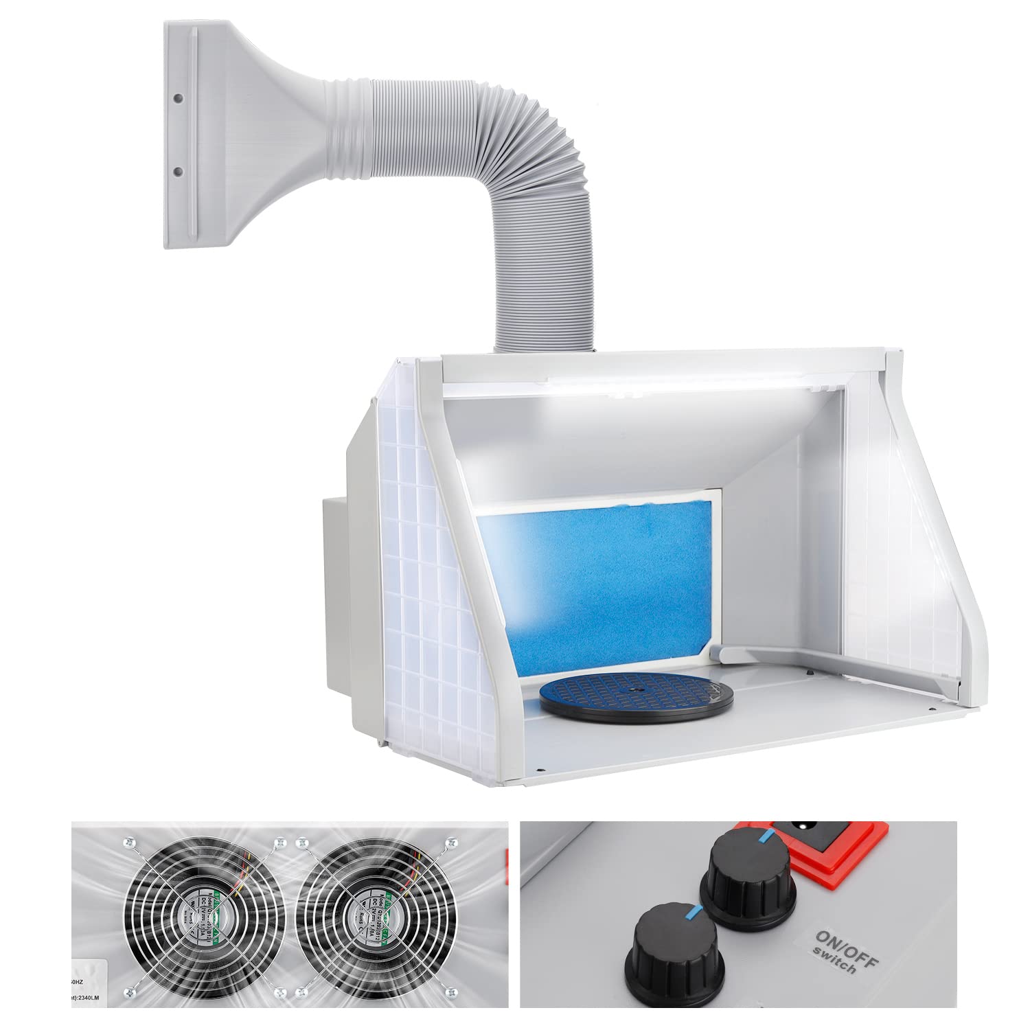 tkeno LED付き風量220m3/h 天井設置型 小型静音塗装ブース LED ダクト