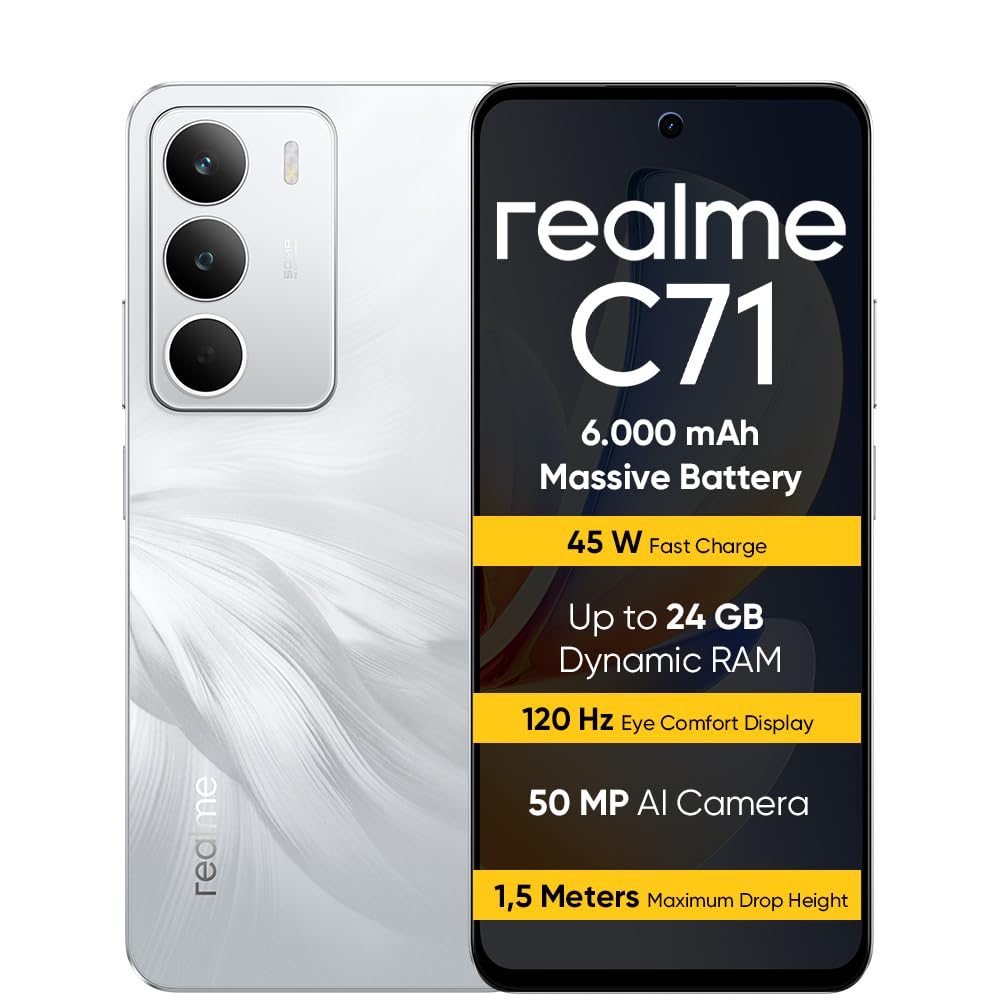 realme C71 Smartphone 8+256GB, 6000mAh Battery, 45W Fast Charge