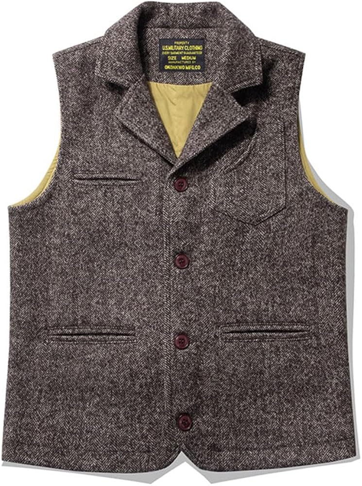 Amazon | ツイードベスト ベスト メンズ ジレ 65% ウール ヘリンボーン