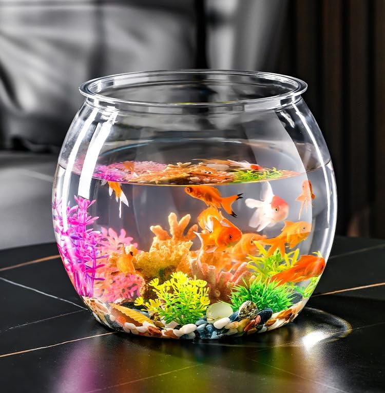 Amazon | GriMei金魚鉢 小さな水槽 卓上水槽 丸型金魚鉢 防爆金魚鉢