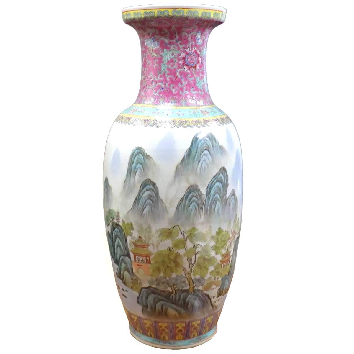 Amazon.co.jp: 景徳鎮 特大花瓶「四神相応吉祥山水」[中国/高級/工芸