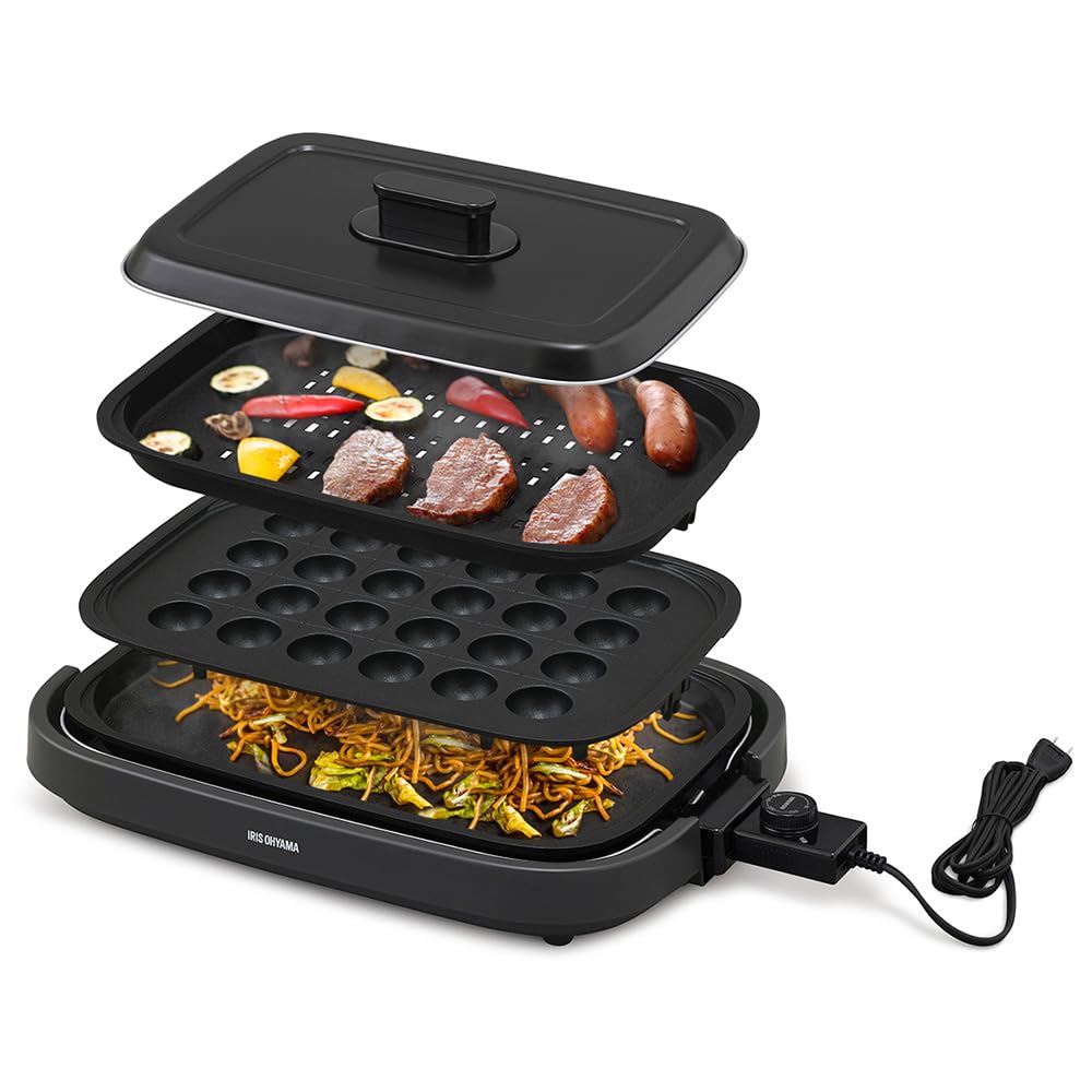 Amazon | アイリスオーヤマ ホットプレート 3枚 たこ焼きプレート 焼肉