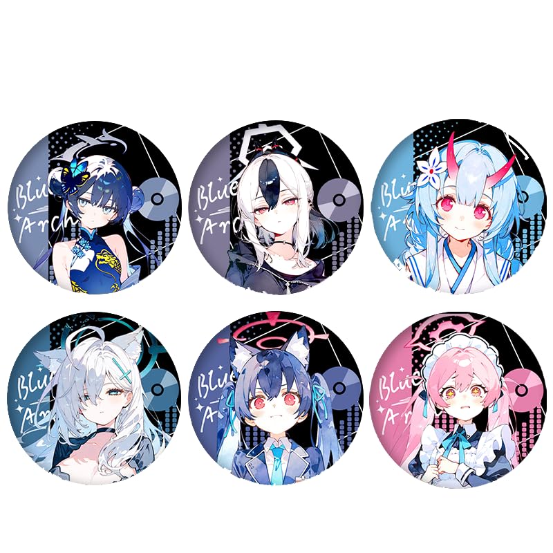 Amazon.co.jp: ブルーアーカイブ 缶バッジ ブローチ バッジ 6個セット