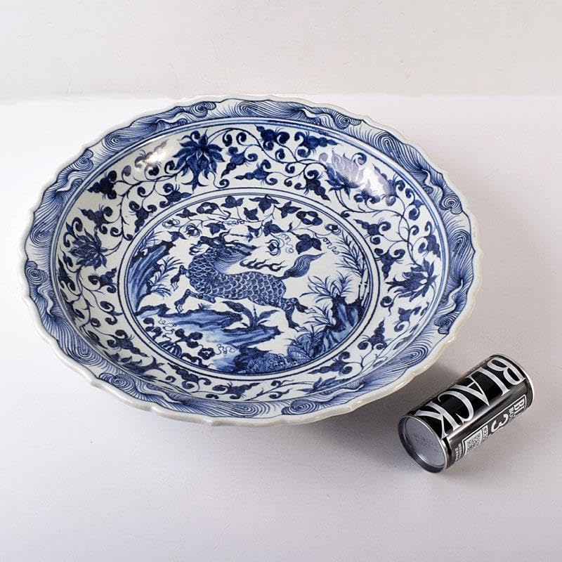 中国 青花 鳥花文 大皿 飾皿 C 3542C 中国 青花 鳥花文 大皿 飾皿 C