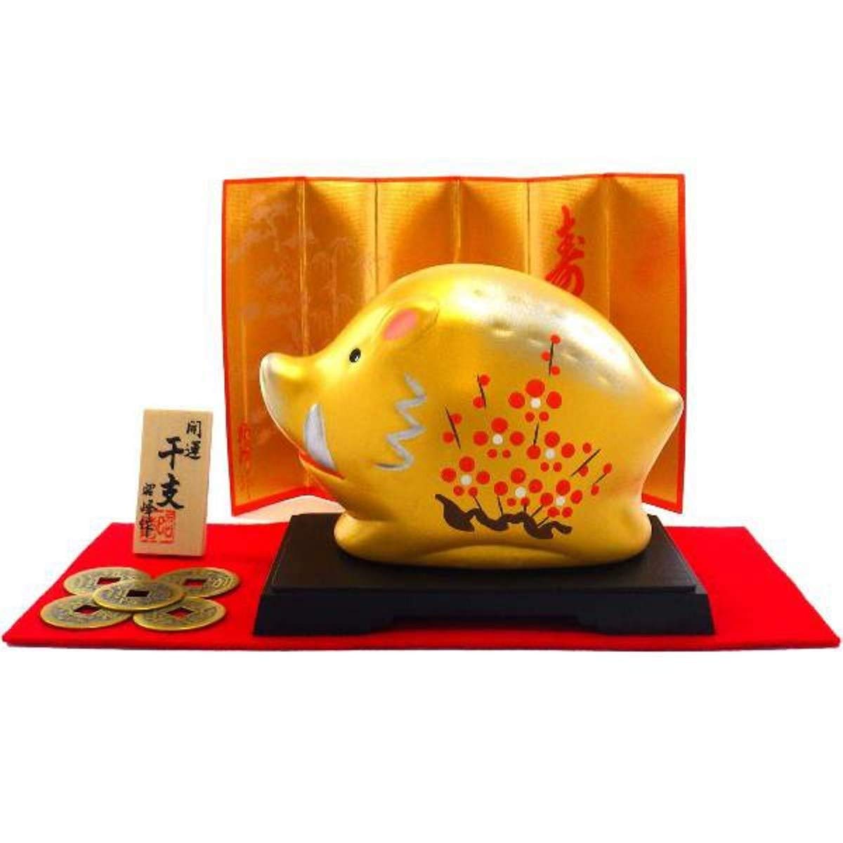 Amazon.co.jp: 干支 置物 金運祈願の亥(いのしし・猪)赤色フェルト