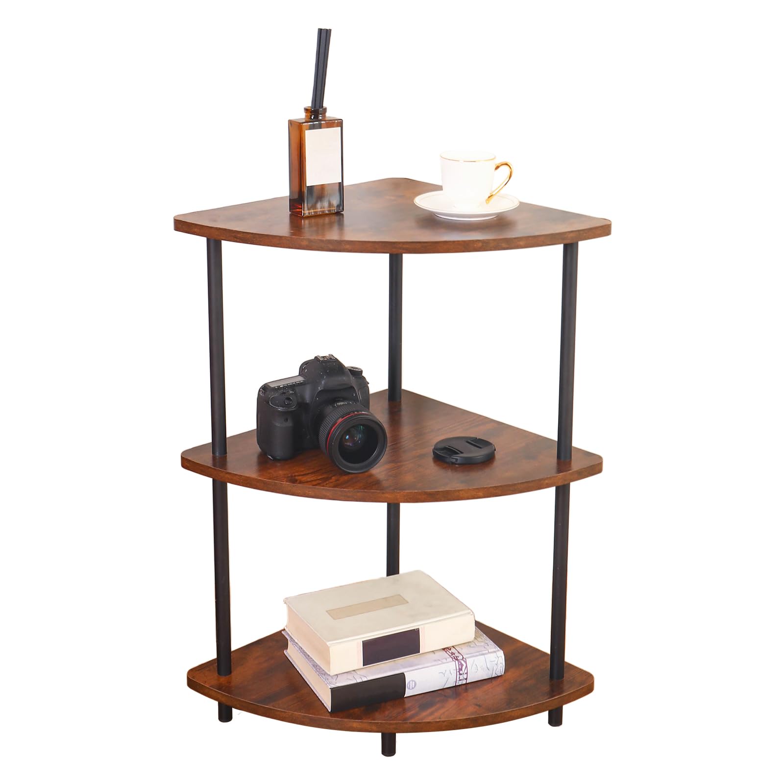 Amazon｜HeshiJ コーナーラック 棚 3段 コーナーシェルフ スリム 木製