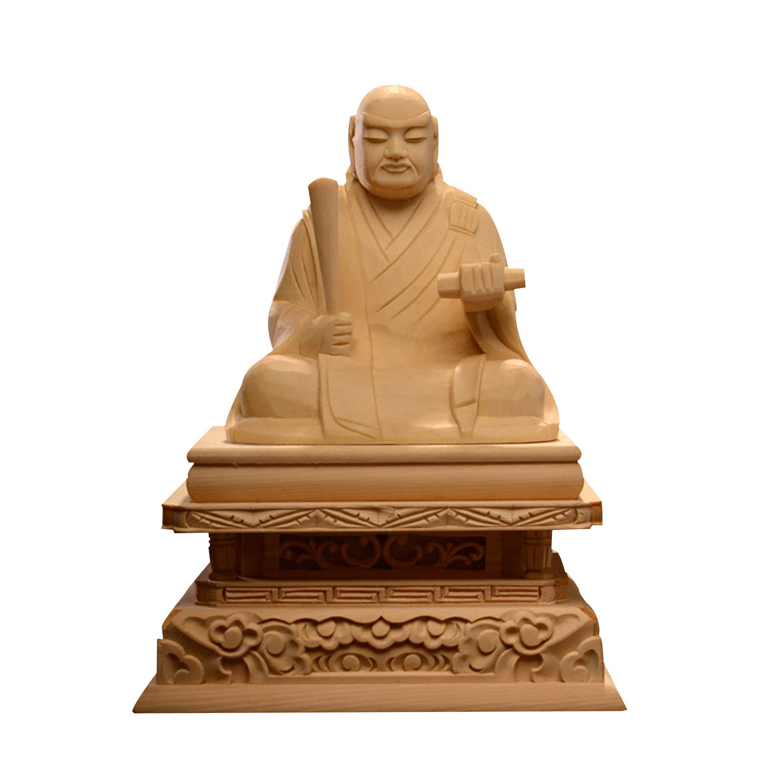 Amazon｜木彫り仏像 日蓮聖人座像 日蓮上人 (日蓮宗 法華経) 桧木製