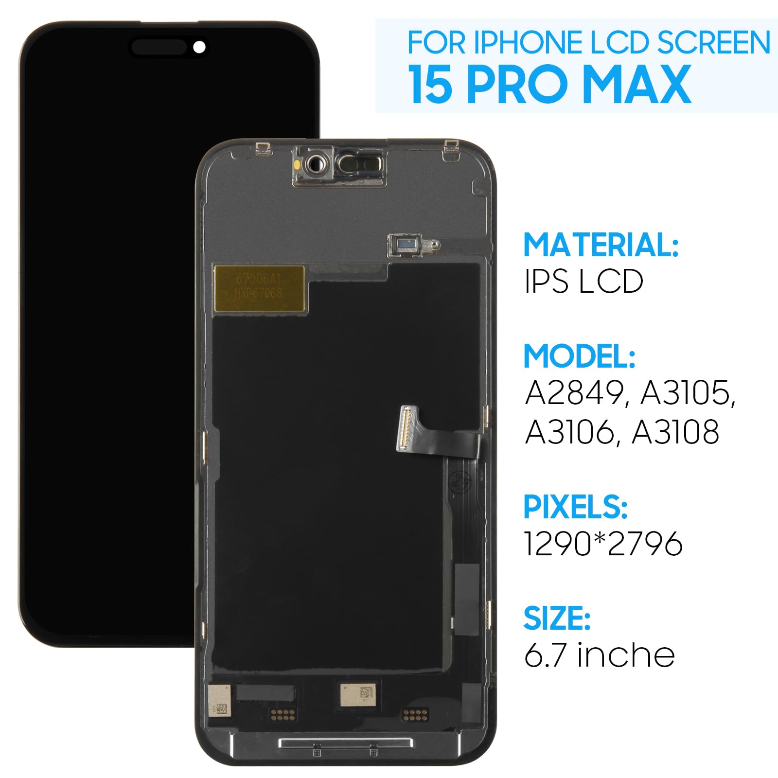 Amazon.co.jp: 液晶パネル For iPhone 15 Pro Max Incell 画面交換修理