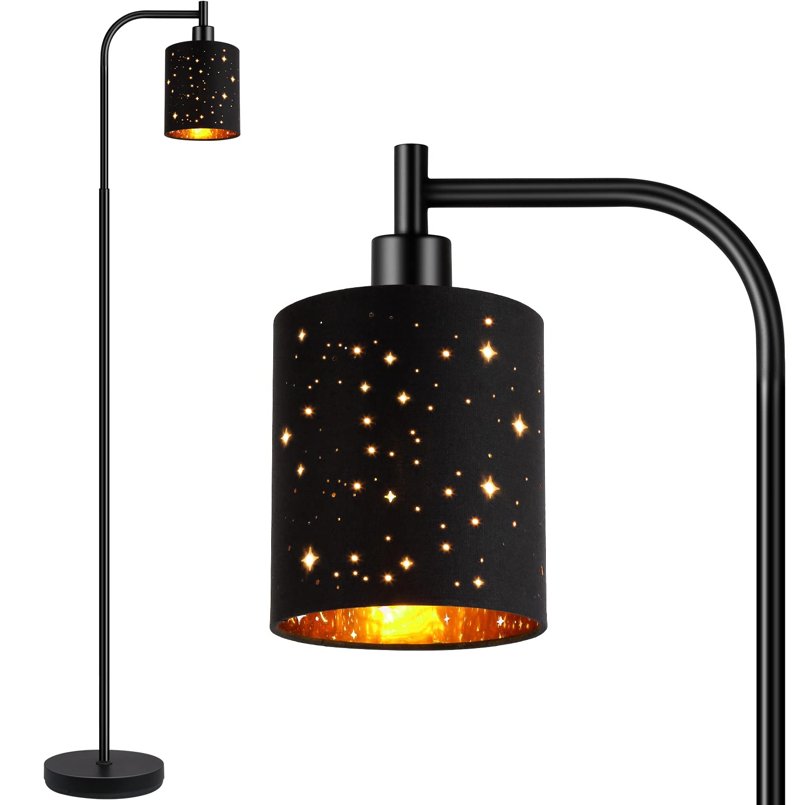 Gothic Industrial Floor Lamp with Starry Laser Cut Shade, 67