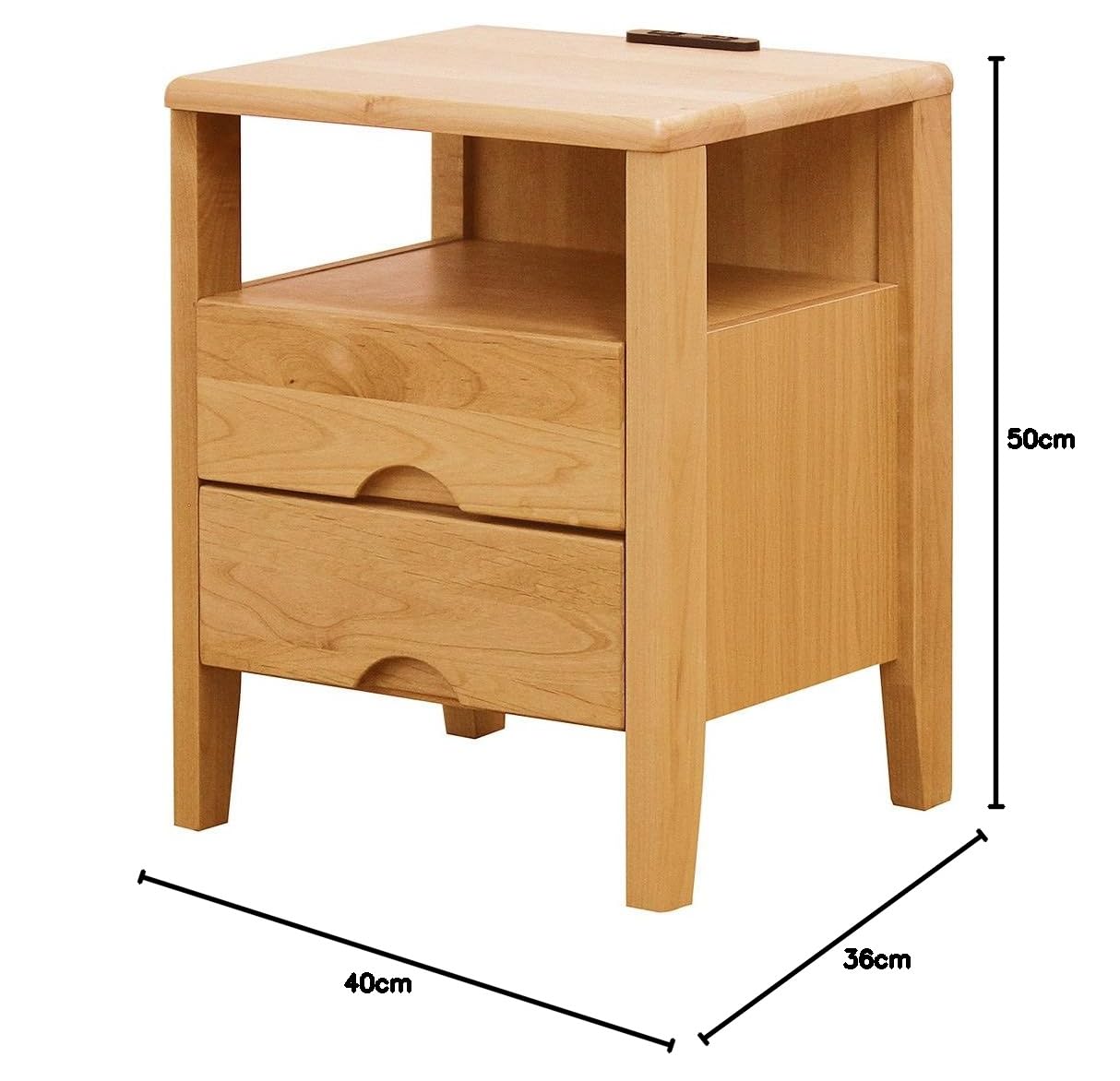 Amazon.co.jp: ミニクル ナイトテーブル 木製 アルダー無垢 幅40cm 2口