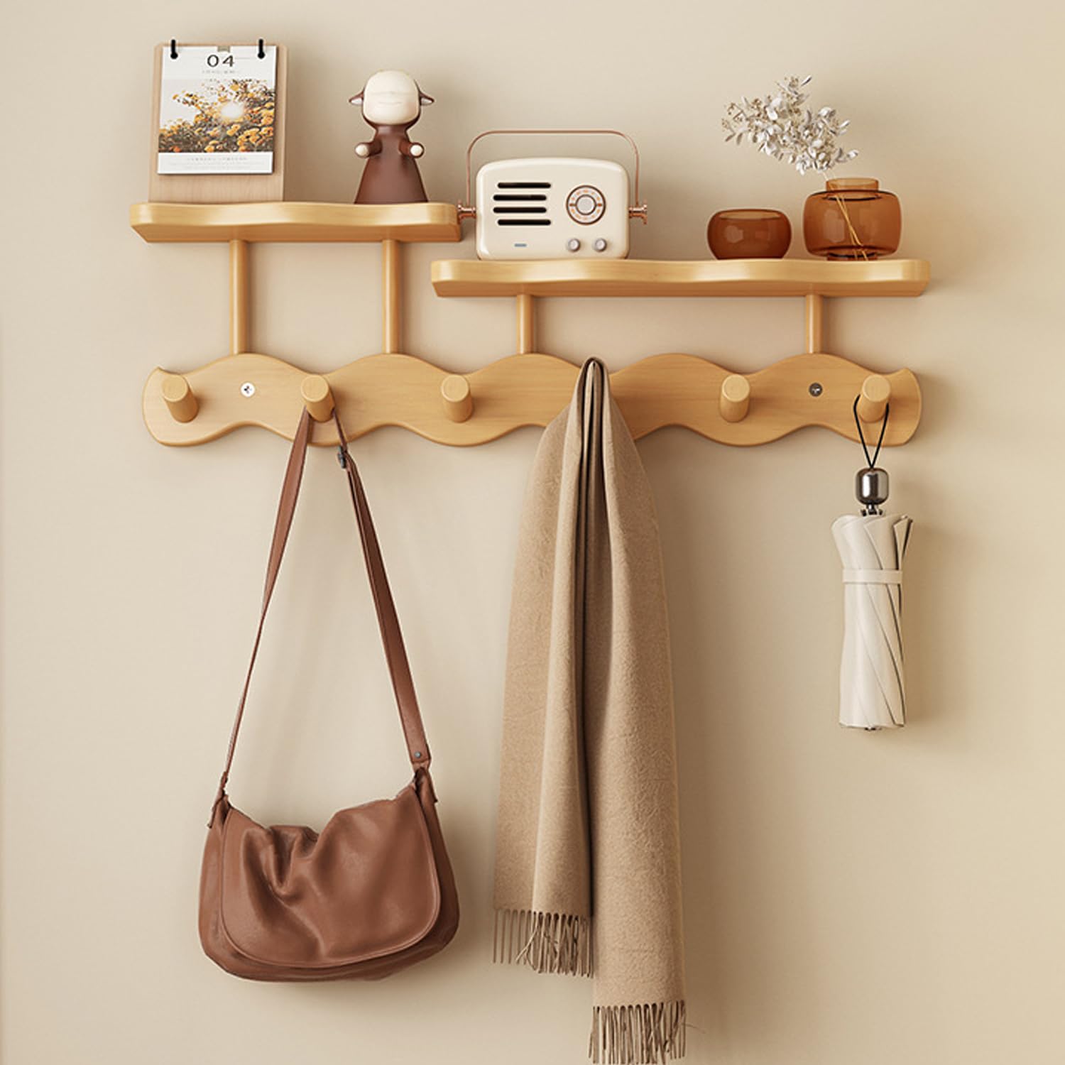 Amazon.co.jp: ウォールハンガー フック 木製 省スペース おしゃれ