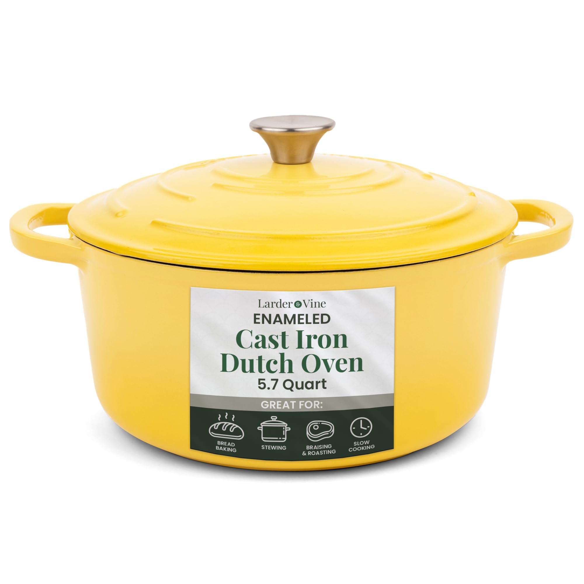 Amazon.com: Larder & Vine Enameled Cast Iron 5.7qt Dutch Oven Pot
