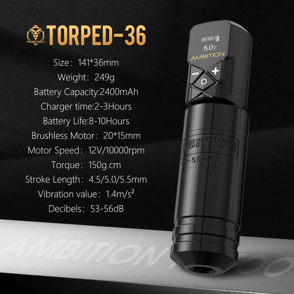 Amazon.com: Ambition Torped 36mm Rotary Tattoo Pen Machine Kit