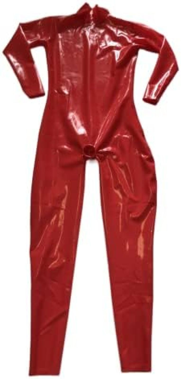 Amazon | 赤いラテックスキャットスーツラバーボディスーツネック
