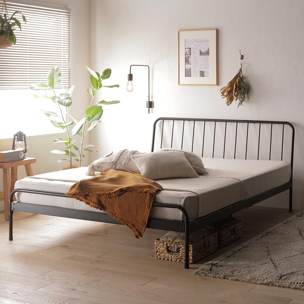 Amazon｜RASIK ベッド シングル フレームのみ ブラック すのこ パイプ