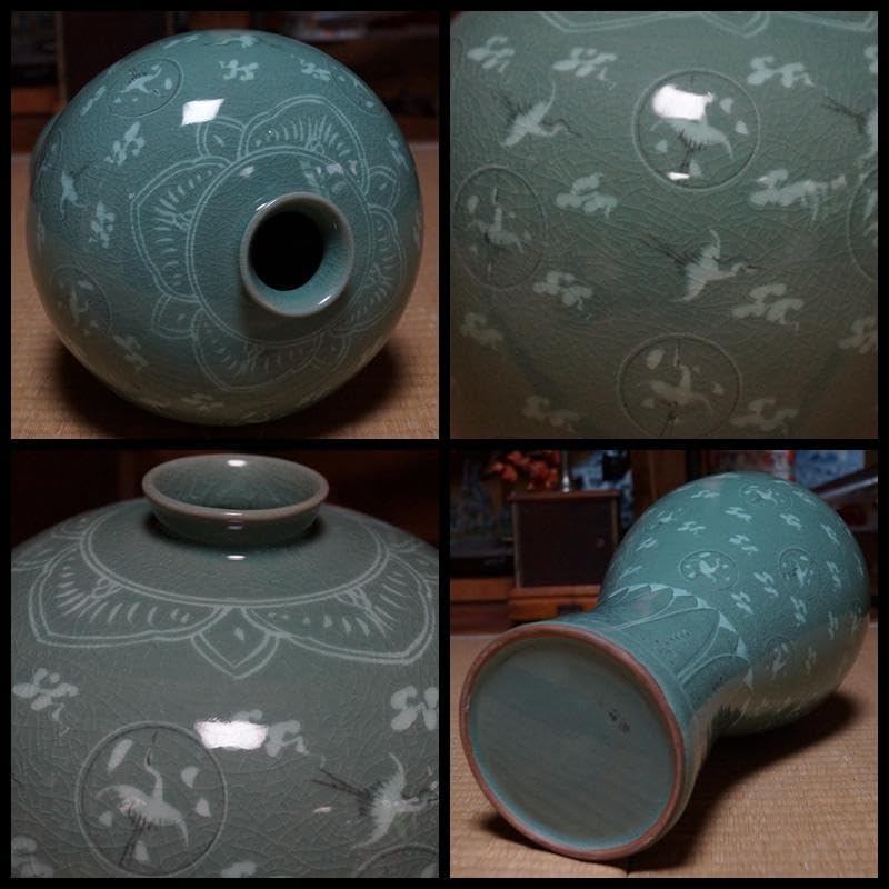 青磁の壺熊津窯金一坤作