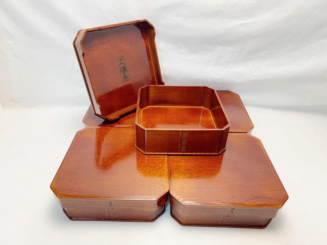 Amazon.co.jp: 懐石道具 木製 大徳寺 弁当 縁高重箱 五客揃 刻印 元箱