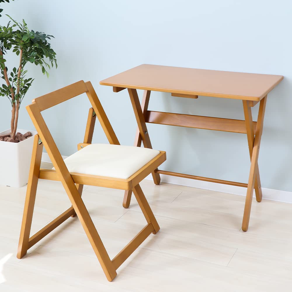 Amazon.co.jp: ヤマソロ デスク チェアセット 木製 折りたたみデスク