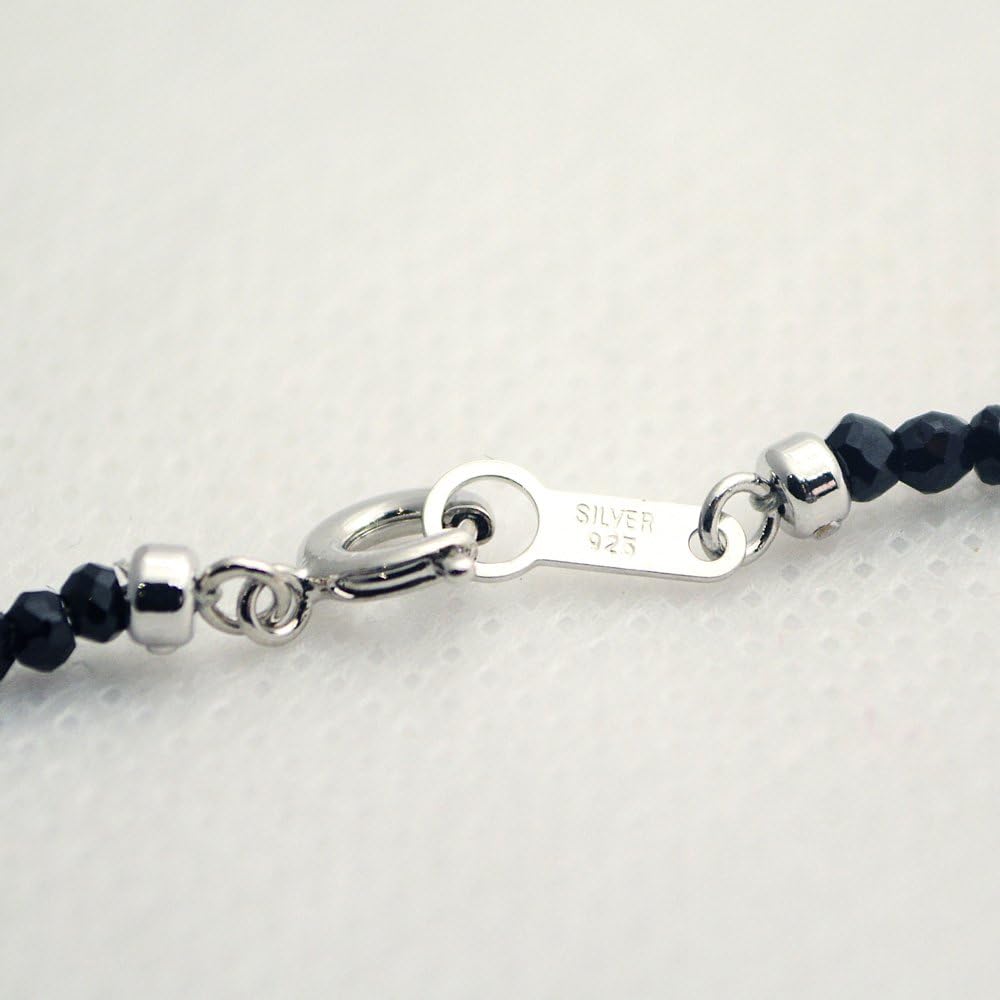 Amazon | ブラックスピネル ネックレス 42cm-47cm 5cmブラス