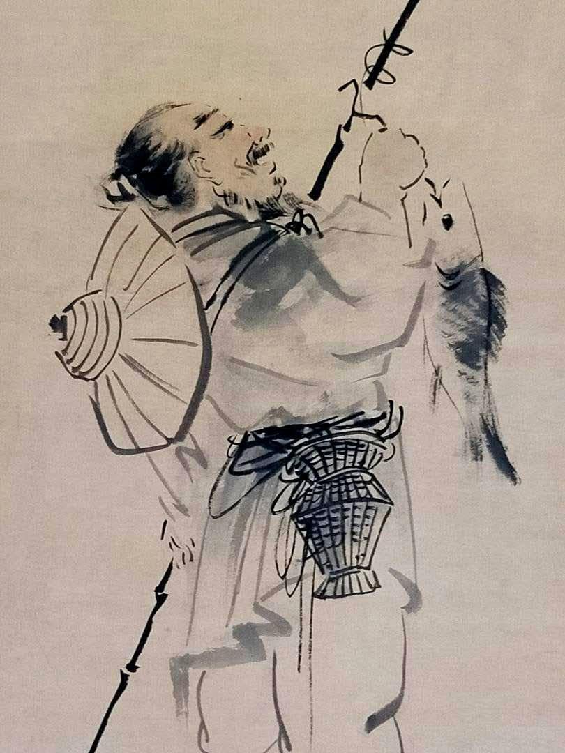 ♥とても古い 掛軸 【義方】 人物画 掛け軸 骨董 古玩 中国 ♥とても