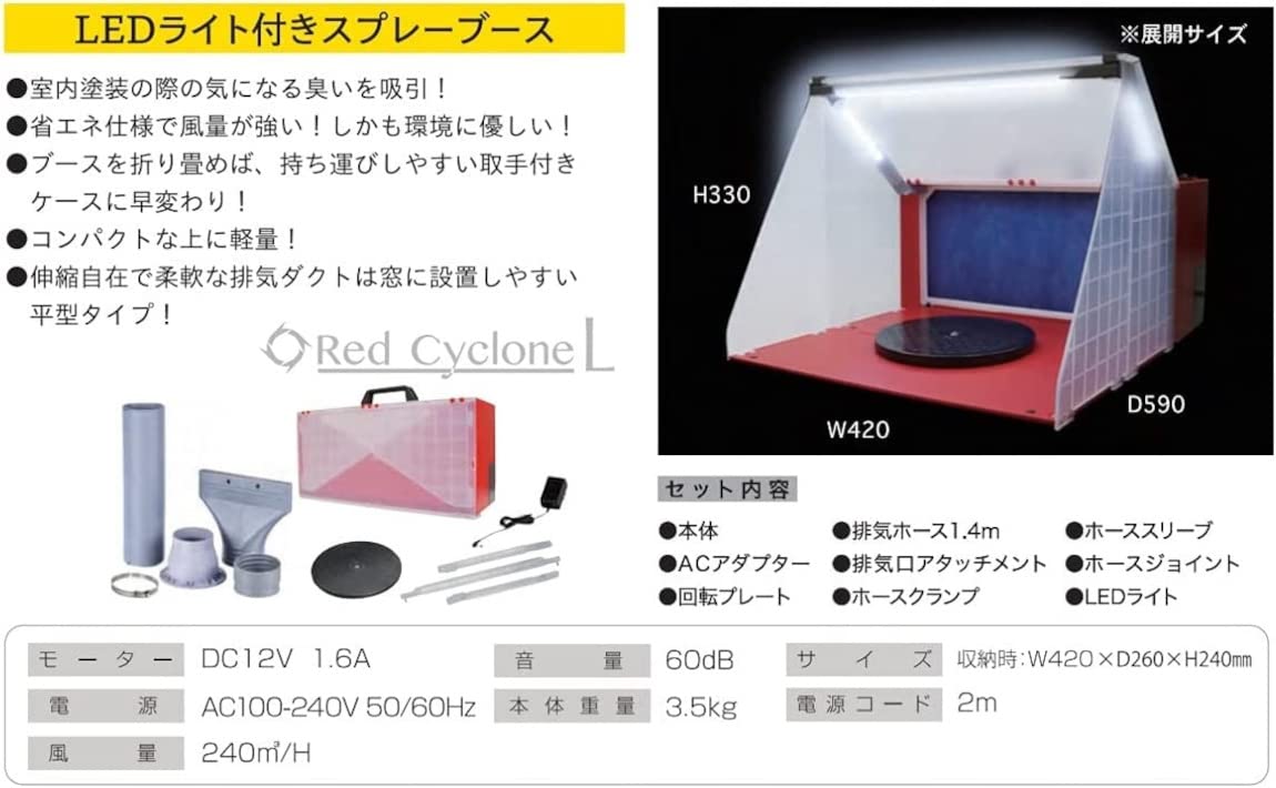 Amazon | エアテックス スプレーブース レッドサイクロン-L(LEDライト