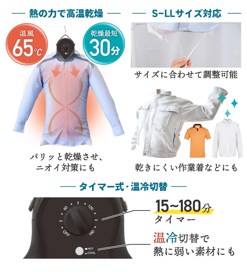 Amazon.co.jp: THANKO 衣類乾燥機 小型 ハンガー型 温風乾燥 シワを